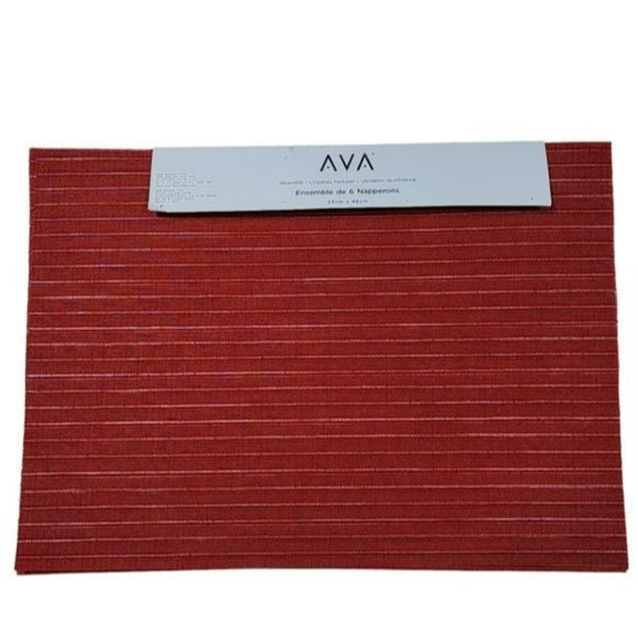 Set of 6 Red Polyester Placemats 13x19 inches - Picture 8 of 9